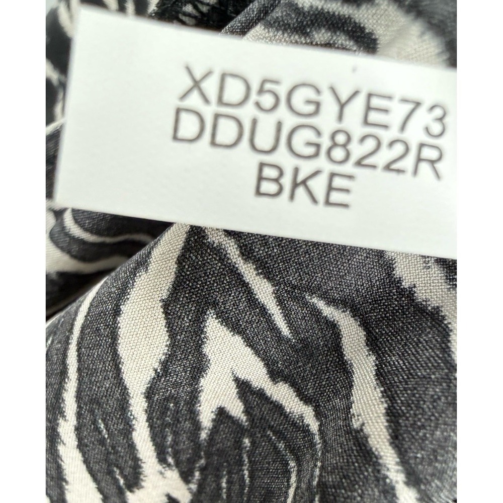 DKNY Zebra Print Midi Dress 6P Petite NWT Belted Black Ivory 3/4 Sleeve Stretch - Picture 10 of 11